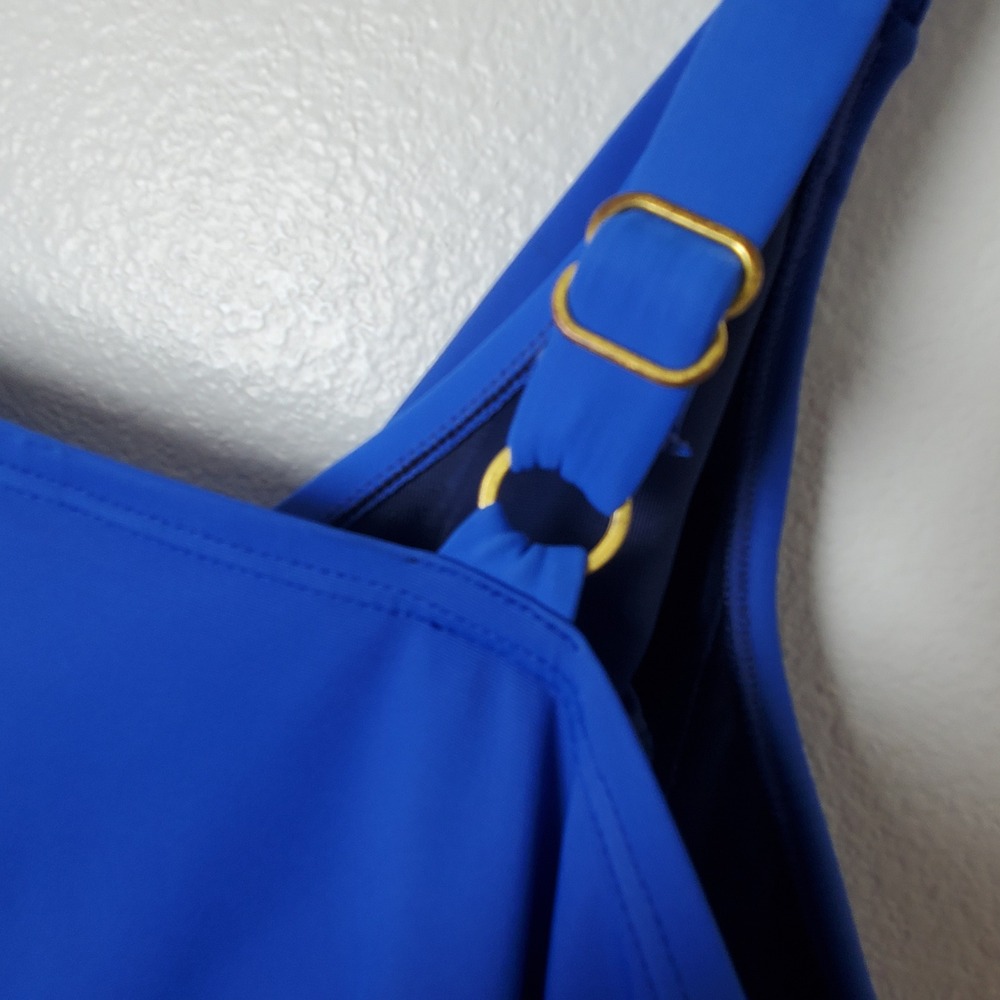 Lands End Slendersuit Blue Ombre Wrap One Piece Swimsuit Size 24W Style 514047 - Picture 8 of 11